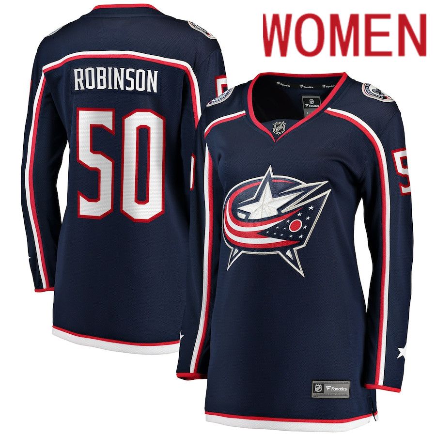 Women Columbus Blue Jackets #50 Eric Robinson Fanatics Branded Navy Home Breakaway Player NHL Jersey->boston bruins->NHL Jersey